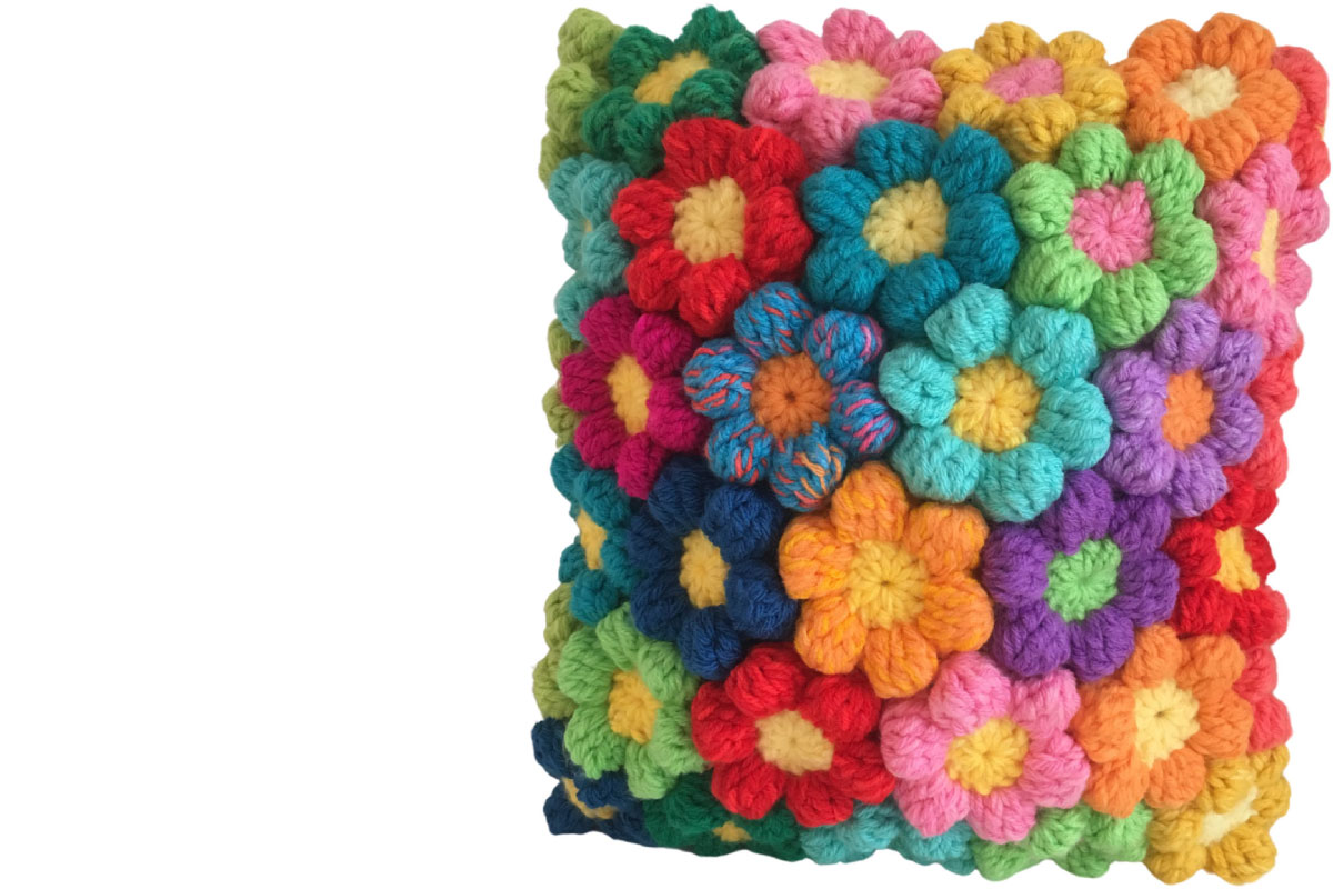 Flower Power Circular Pillow - Free Crochet Pattern & Video Support - Boho  Puff Stitch Flo…